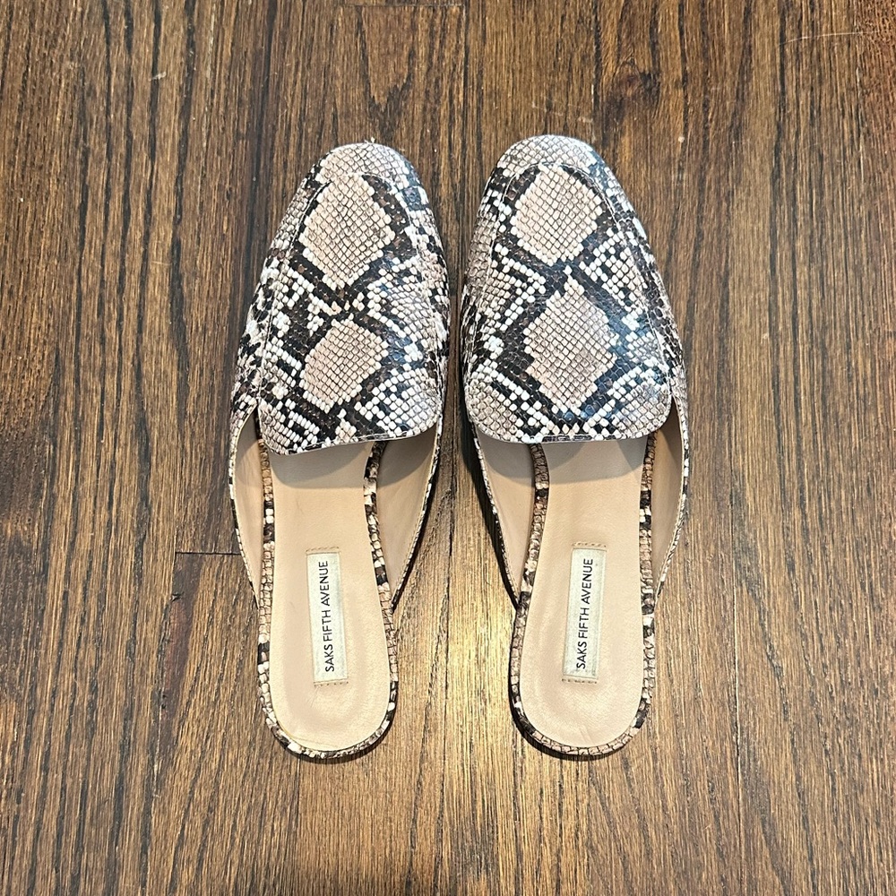 Saks Fifth Avenue Snake Print Mules